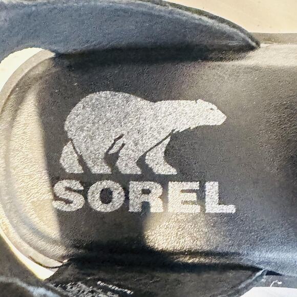 Sorel Sandals Women 8.5 Black Leather Elastic Criss Cross Slingback Flat Comfort - Picture 10 of 12